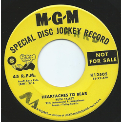 Ruth Talley Heartaches To Bear Vinyl 7" USED