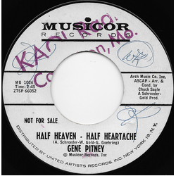 Gene Pitney Half Heaven - Half Heartache Vinyl 7" USED