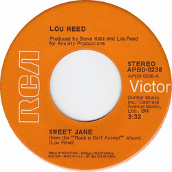 Lou Reed Sweet Jane Vinyl 7" USED