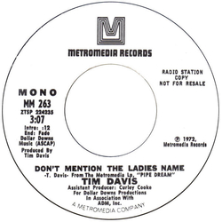 Tim Davis Boogie Woogie F.C.B. / Don't Mention The Ladies Name Vinyl 7" USED