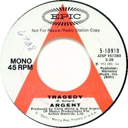 Argent Tragedy USED VINYL 7INCH 45 RPM PROMO