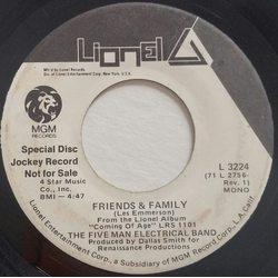 Five Man Electrical Band Friends & Family Vinyl 7" USED