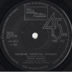 Stevie Wonder Yester-Me, Yester-You, Yesterday / I'd Be A Fool Right Now Vinyl 7" USED