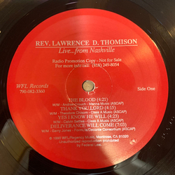 Reverend Lawrence Thomison Live...From Nashville Vinyl LP USED