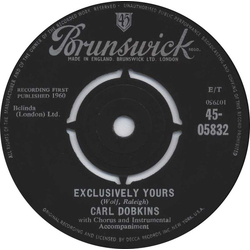 Carl Dobkins Jr. Exclusively Yours / One Little Girl Vinyl 7" USED