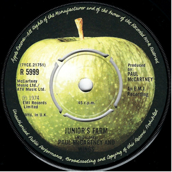Paul McCartney & Wings Junior's Farm Vinyl 7" USED