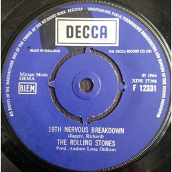 The Rolling Stones 19th Nervous Breakdown / As Tears Go By Vinyl 7" USED