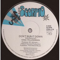 Yellowman Don't Bun It Down / Version USED VINYL 12INCH 45 RPM