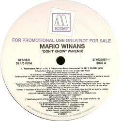 Mario Winans Don't Know VINYL 12" USED