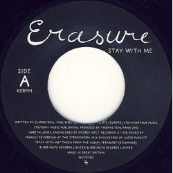 Erasure Stay With Me Vinyl 7" USED