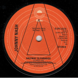 Johnny Nash Halfway To Paradise Vinyl 7" USED