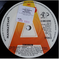Manhattans Tomorrow Vinyl 7" USED