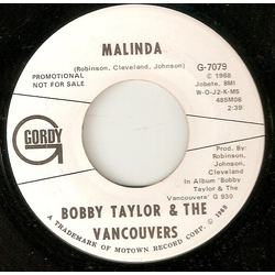 Bobby Taylor & The Vancouvers Malinda Vinyl 7" USED