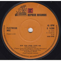 Fleetwood Mac Did You Ever Love Me Vinyl 7" USED