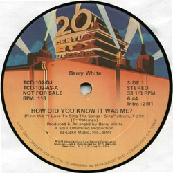 Barry White How Did You Know It Was Me? Vinyl 12" USED