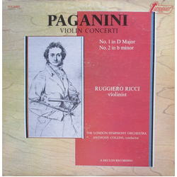 Niccolò Paganini / Ruggiero Ricci / London Symphony Orchestra / Anthony Collins (2) Violin Concerti, No. 1 In D Major, No. 2 In b Minor Vinyl LP USED