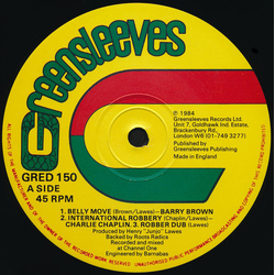 Barry Brown / Charlie Chaplin (2) Belly Move / International Robbery Vinyl 12" USED