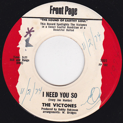 The Victones I Need You So / My Baby Changes Vinyl 7" USED