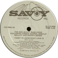 The New Jersey Mass Choir I Want To Know What Love Is Vinyl 12" USED