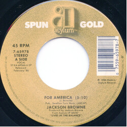Jackson Browne For America / In The Shape Of A Heart USED VINYL 7INCH 45 RPM SINGLE STEREO