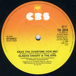 Gladys Knight And The Pips Save The Overtime (For Me) Vinyl 12" USED