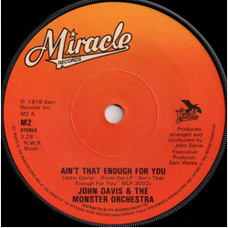 John Davis & The Monster Orchestra Aint That Enough For You Vinyl 7" USED