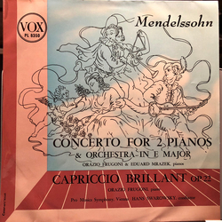 Felix Mendelssohn-Bartholdy / Orazio Frugoni / Eduard Mrazek / Vienna Pro Musica Orchestra / Hans Swarowsky Concerto For 2 Pianos & Orchestra In E Maj