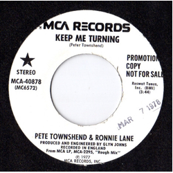 Pete Townshend / Ronnie Lane Keep Me Turning Vinyl 7" USED