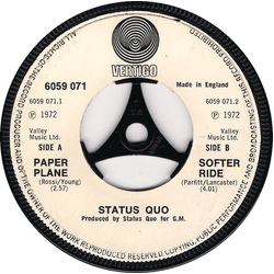 Status Quo Paper Plane Vinyl 7" USED