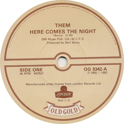 Them (3) / Ten Years After Here Comes The Night / Love Like A Man Vinyl 7" USED