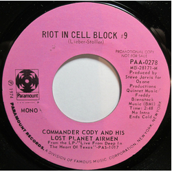 Commander Cody And His Lost Planet Airmen Riot In Cell Block #9 Vinyl 7" USED