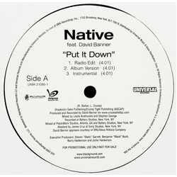 Native (17) / David Banner Put It Down USED VINYL 12INCH 33 S RPM PROMO