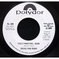 Dave Van Ronk Fox's Minstrel Show Vinyl 7" USED