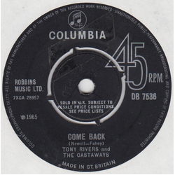 Tony Rivers And The Castaways Come Back Vinyl 7" USED