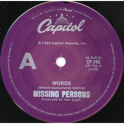 Missing Persons Words Vinyl 7" USED