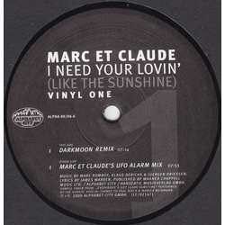 Marc Et Claude I Need Your Lovin' (Like The Sunshine) Vinyl 12" USED