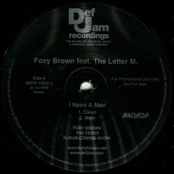 Foxy Brown / The Letter M. I Need A Man USED VINYL 12INCH 33 S RPM SINGLE PROMO STEREO