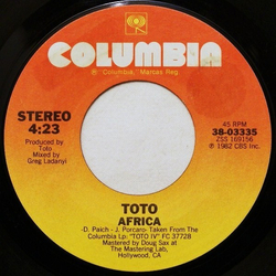 Toto Africa Vinyl 7" USED