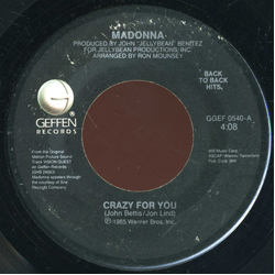 Madonna Crazy For You / Gambler Vinyl 7" USED