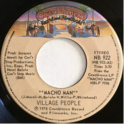 Village People Macho Man Vinyl 7" USED