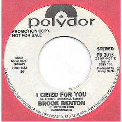 Brook Benton I Cried For You Vinyl 7" USED
