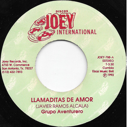 Grupo Aventurero De J.R. Llamaditas De Amor / Baila Mi Cumbia Vinyl 7" USED