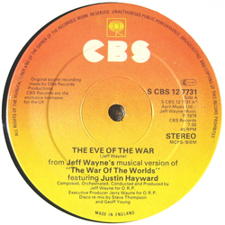 Jeff Wayne The Eve Of The War Vinyl 12" USED