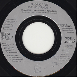 Bjork / David Arnold Play Dead Vinyl 7" USED