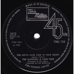 The Supremes / Four Tops You Gotta Have Love In Your Heart / I'm Glad About It Vinyl 7" USED