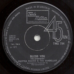 Martha Reeves & The Vandellas Bless You Vinyl 7" USED