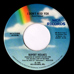 Rupert Holmes I Don't Need You Vinyl 7" USED