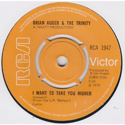 Brian Auger & The Trinity I Want To Take You Higher Vinyl 7" USED