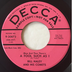 Bill Haley And His Comets (Now And Then There's) A Fool Such As I / Where'd You Go Last Night Vinyl 7" USED