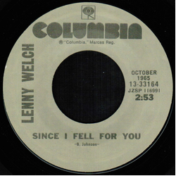 Lenny Welch Since I Fell For You / A Taste Of Honey Vinyl 7" USED